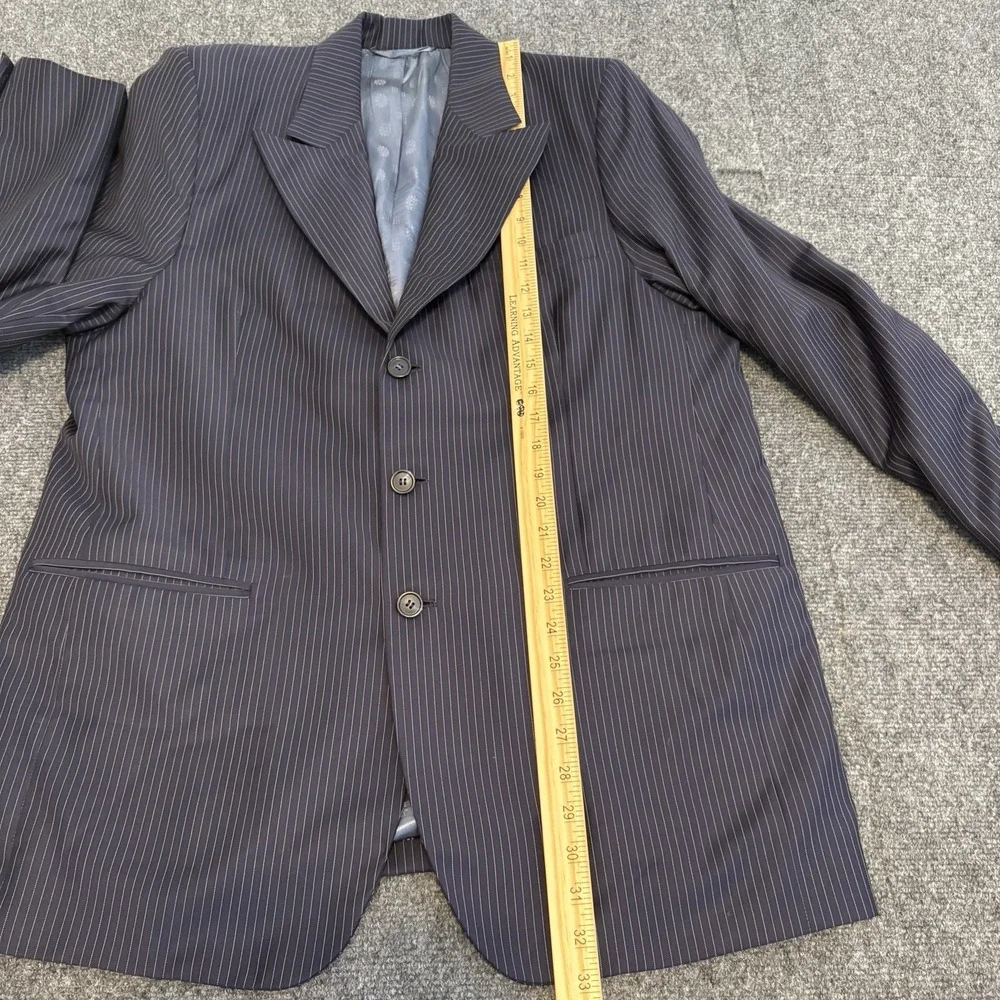 Ermenegildo ZEGNA Trofeo Blue Wool Lined Pinstripe Coat Blazer‎ Jacket Men Sz 45